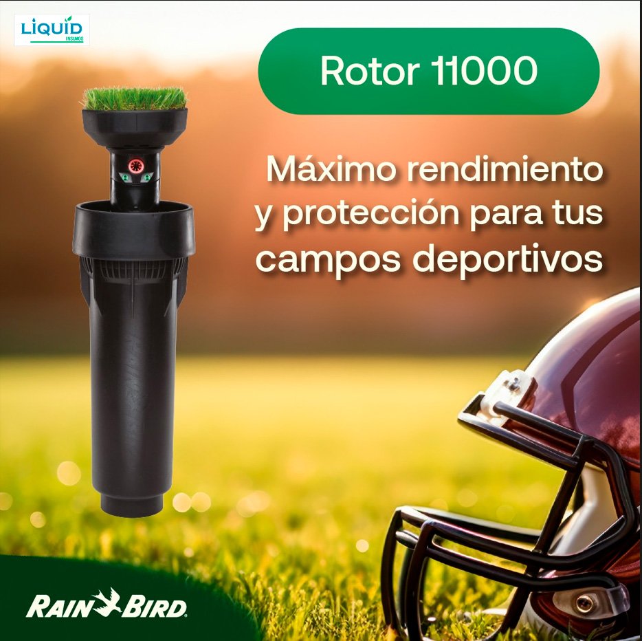 Aspersor Rain Bird Serie 11000 instalado en campo deportivo